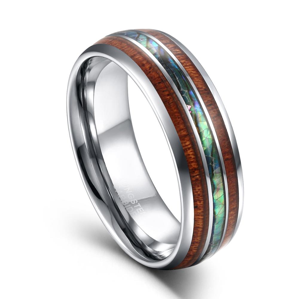 Gymnastic Ring Wood - TIGRADE 8mm Tungsten Carbide Rings Hawaiian