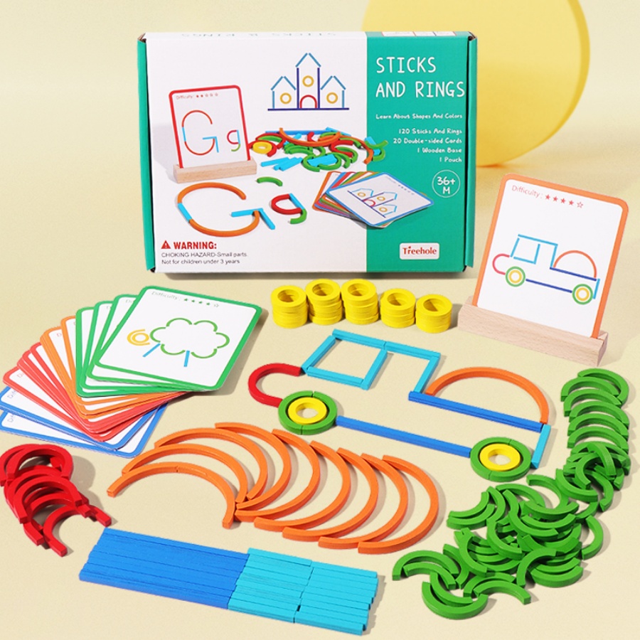 Gymnastic Ring Wood - Children's early education puzzle toys, wooden