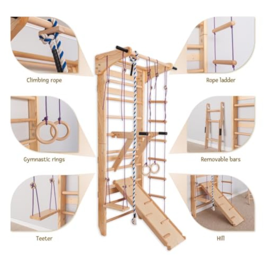 Swedish Ladder Wall Bars for h - Gymnastic Ring Wood ulasan dan harga