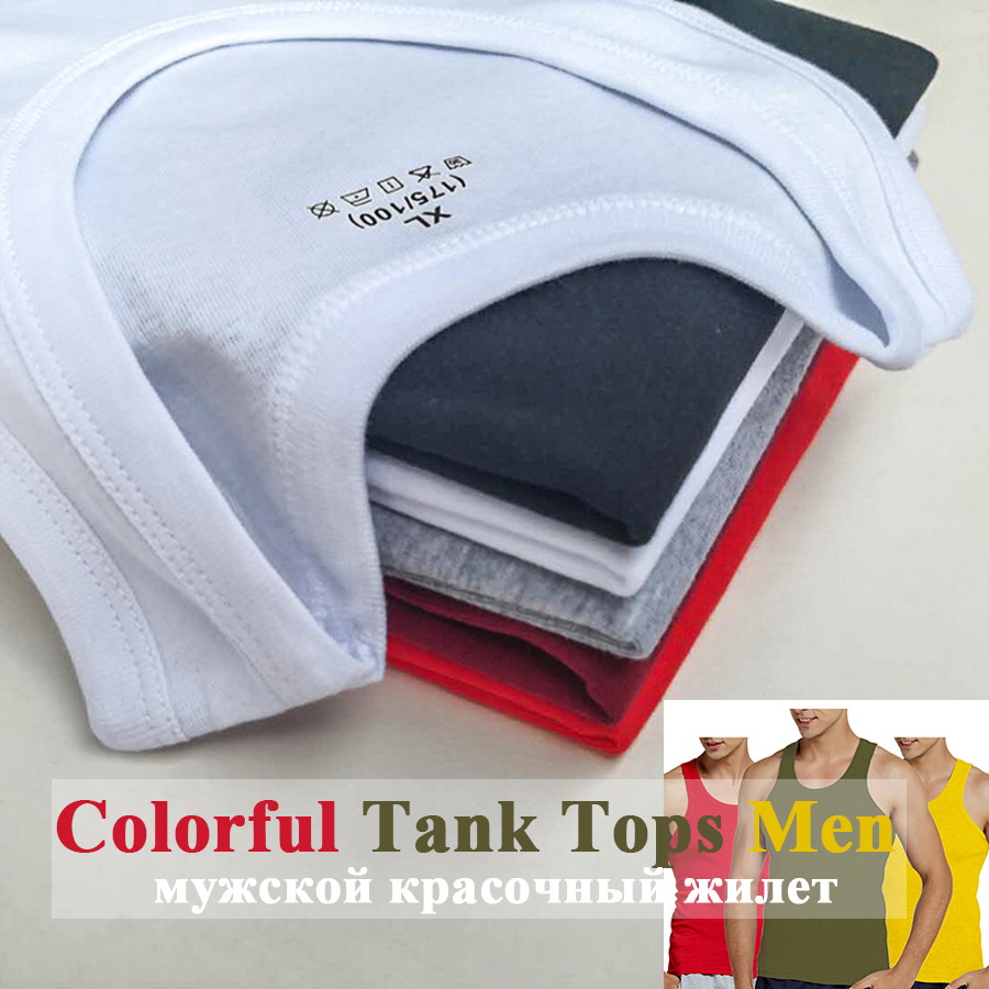 Tank Tops Men 100% Cotton Runn - Crossfit Vest ulasan dan harga